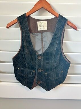 Free People vintage plaid corduroy vest size small
